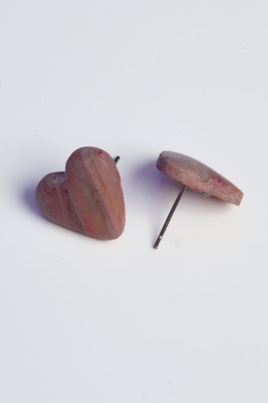 Pink Heart Studs